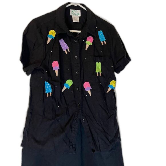 Quacker Factory Dresses & Skirts - Quacker Factory Whimsical Black Jumper Dress Jacket Set Ice Cream Popsicle M